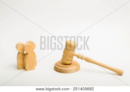 Three Men And A Hammer Of The Judge. The Trial Of Cases In Court, The Resolution Of A Dispute Betwee