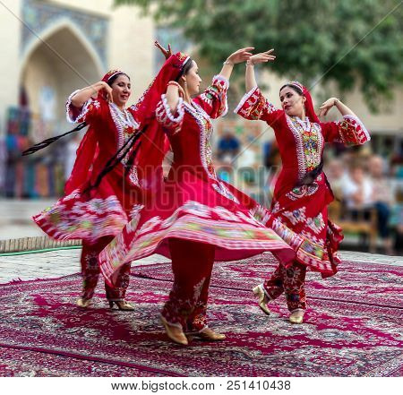 Bukhara, Uzbekistan - September 16: Uzbek Traditional Dance Of Girls