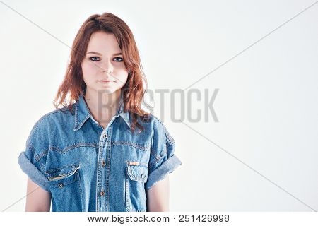 Portrait: Face Of Woman On A White Background