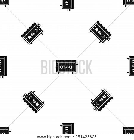 Cd Changer Pattern Repeat Seamless In Black Color For Any Design. Vector Geometric Illustration