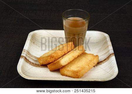 Rusk Or Toast With A Glass Of Tea, A Morning Concept