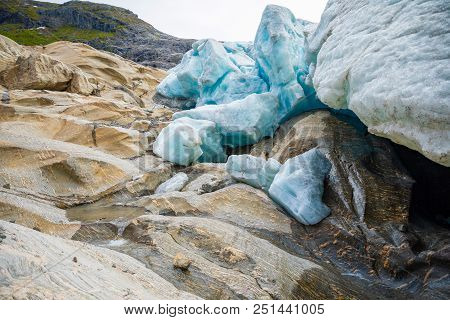 Part Of Blue Svartisen Glacier In Norway