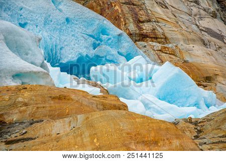 Part Of Blue Svartisen Glacier In Norway
