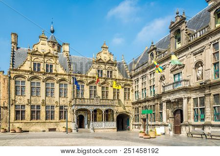 View At The Building Of City Hall And Courthouse In Veurne, Belgium