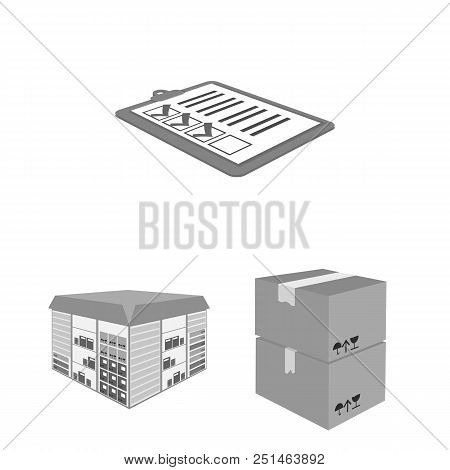 Logistics And Delivery Monochrome Icons In Set Collection For Design. Transport And Equipment Isomet