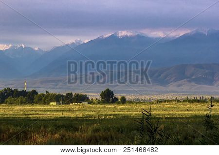The Beautiful Scenic In Bishkek City With The Tian Shan Mountains Of Kyrgyzstan