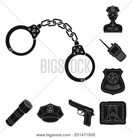 Police, Department Black Icons In Set Collection For Design.detective And Accessories Vector Symbol 