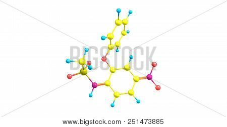 Nimesulide Molecular Structure Isolated On White