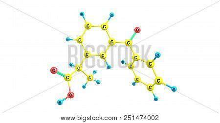 Ketoprofen Molecular Structure Isolated On White