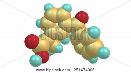Ketoprofen Molecular Structure Isolated On White