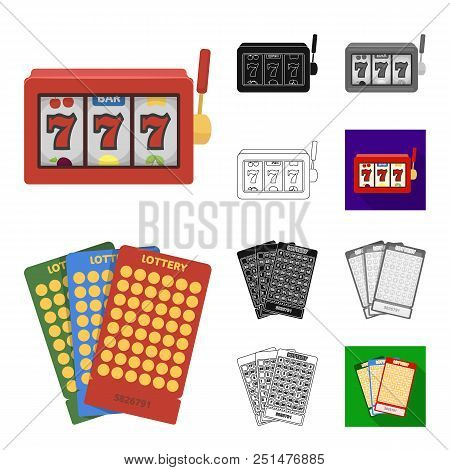 Casino And Gambling Cartoon, Black, Flat, Monochrome, Outline Icons In Set Collection For Design. Ca