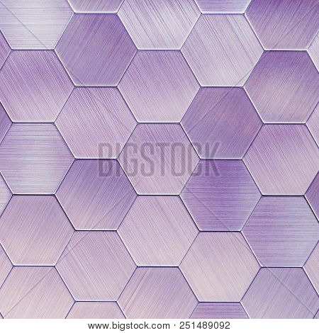 Abstract Silver Metal Background. Geometric Hexagons. Different Color