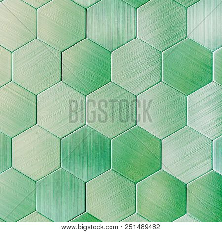 Abstract Silver Metal Background. Geometric Hexagons. Different Color