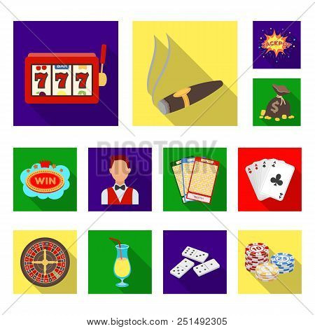 Casino And Gambling Flat Icons In Set Collection For Design. Casino And Equipment Vector Symbol Stoc