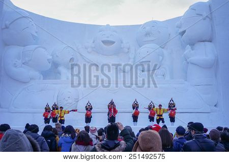 Ice Sculptures On The Pedestrian Street