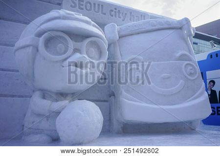 Ice Sculptures On The Pedestrian Street