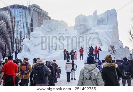 Ice Sculptures On The Pedestrian Street
