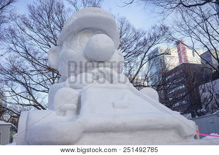 Ice Sculptures On The Pedestrian Street