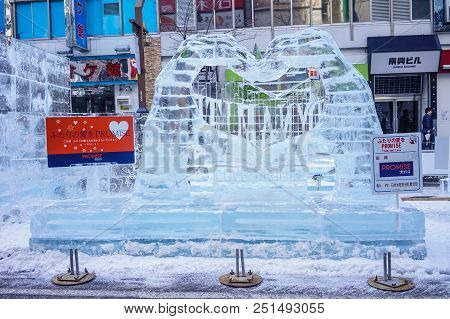 Ice Sculptures On The Pedestrian Street