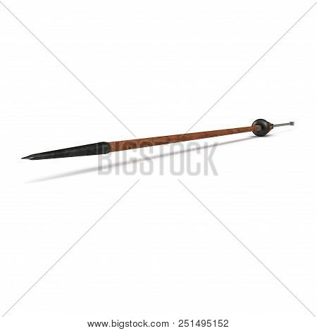 Roman Medieval Pilum On White Background. 3d Illustration