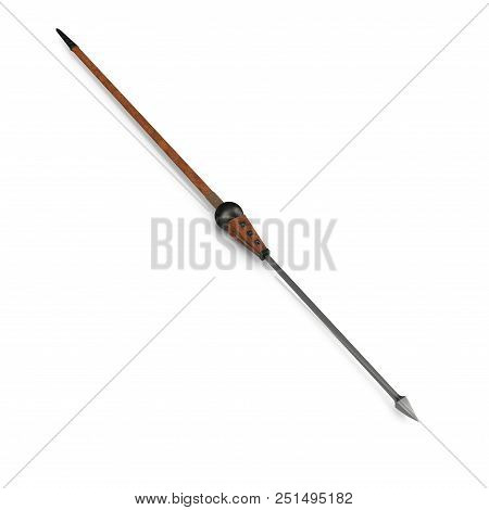 Roman Medieval Pilum On White Background. 3d Illustration
