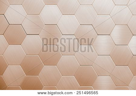 Abstract Silver Metal Background. Geometric Hexagons. Different Color