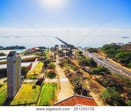 Aerial View Of The Helio Serejo Bridge On The Borders Between Ms - Sp States