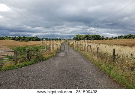 The View Over The Fields Near Standish In Wigan In Summer As A Storm Approaches