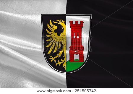 Flag Of Kempten Is The Largest Town Of Allgau, In Swabia, Bavaria, Germany. 3d Illustration