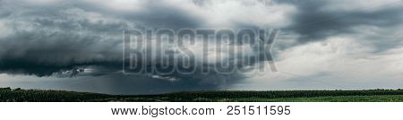 A Dramatic Storm In The Sky. View From The Field.