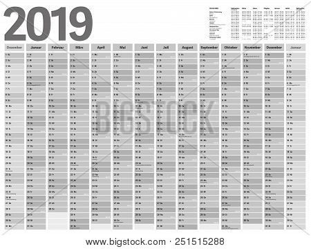 Anual Planner Calendar 2019 With Bank Holidays, Week Numbers And School Vacation Dates For Germany