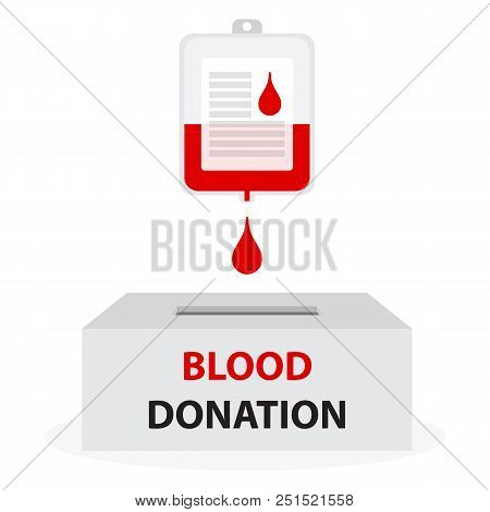 Blood Donation Concept. Give Blood And Save Life, Become Donor. Idea Of Charity And Help. Isolated F