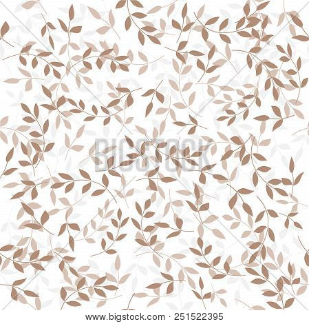 Foliar Pattern. Seamless White And Gray Ornament. Graphic Background