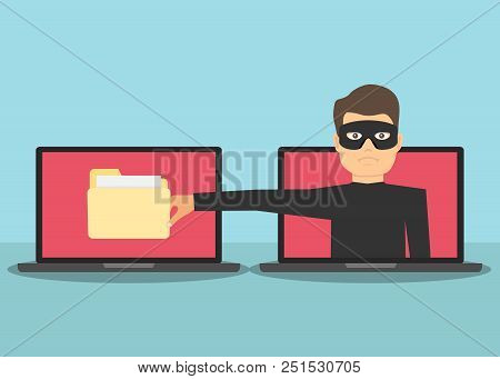 Scam. The Internet Scammer Wants To Steal Personal Data. A Man With A Hand Wants To Steal Informatio