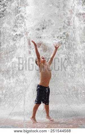 Gomel, Belarus Children Bathing In The Fountain. Square Named After Gromyko