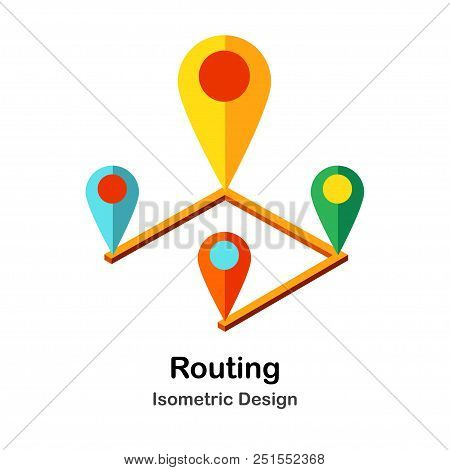 Illustration Of Route And 4 Pins In Isometric View