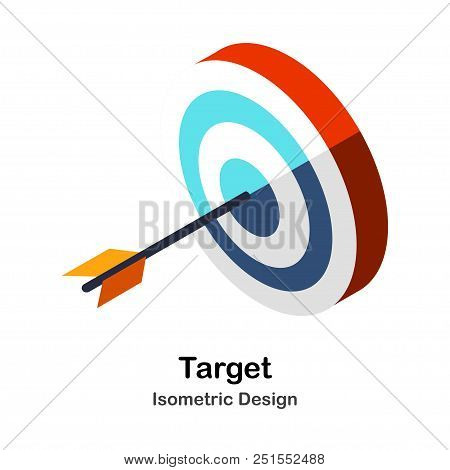Archery Target With Arrow Pinning At The Center Isometric Illustration