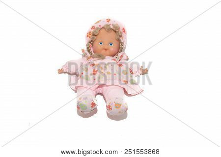 Fabric Plush Doll In A Hat And Pigtails
