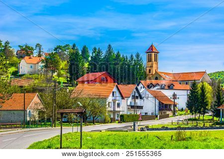 Scenic View At Small Picturesque Village Near Krapina Town In Zagorje Region, Northern Croatia Lands