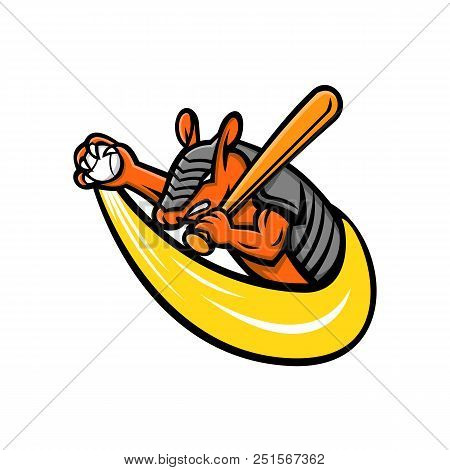 Mascot Icon Illustration Of An Armadillo, A New World Placental Mammal With A Leathery Armour Shell,