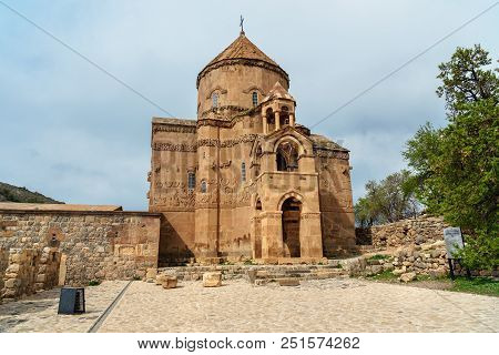 Armenian Cathedral Church Of Holy Cross On Akdamar Island. Van Lake. Turkey