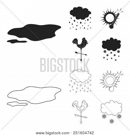 Rain, Snow, Heat, Weathervane. The Weather Set Collection Icons In Black, Outline Style Vector Symbo