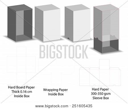 Hard Paper Slide Sleeve Box Mockup Dieline