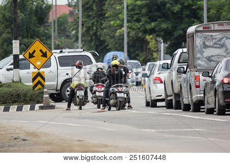 Car And Traffic On Highway Road Near Juction.