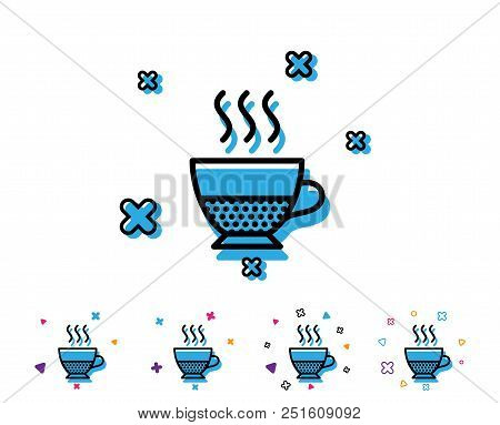 Doppio Coffee Icon. Hot Drink Sign. Beverage Symbol. Line Icon With Geometric Elements. Bright Colou