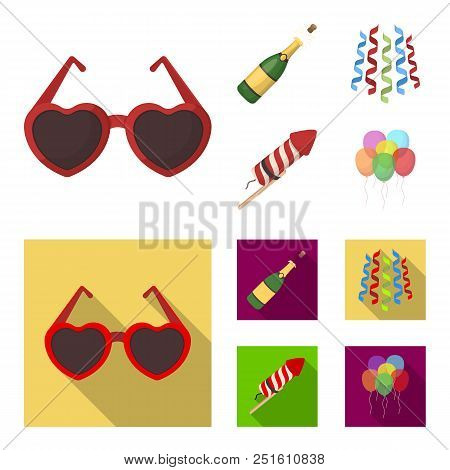 Champagne, Fireworks And Other Accessories At The Party.party And Partits Set Collection Icons In Ca