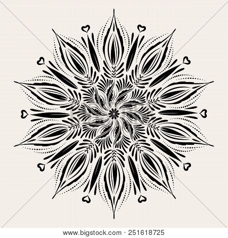 Vector Mandala. Decorative Round Element In Boho Style. Indian, Tibetan, Ottoman Motifs.
