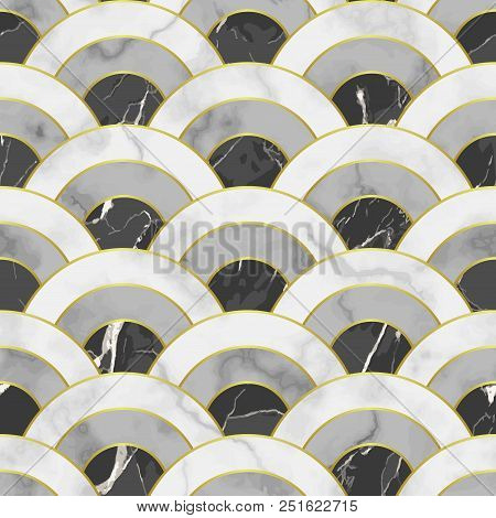 Wave Marble Seamless Pattern. Abstract Geometric Repeat Background. Asian Traditional Backdrop, Luxu