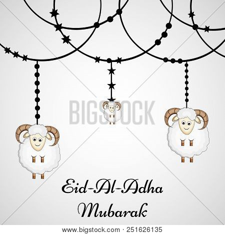 Illustration Of Goat With Eid Al Adha Mubarak Text On The Occasion Of Muslim Festival Eid