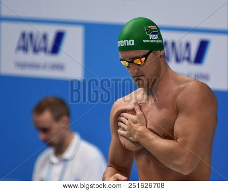 Budapest, Hungary - Jul 25, 2017. Competitive Swimmer Van Der Burgh Cameron (rsa) Swimming Breastrok